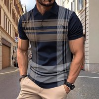 Unbeatable Quality Spring And Autumn Fashion Printed Striped Men’s Sports Polo Shirt