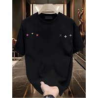 Cotton Casual Black Shirt With Print Soft Breathable And Comfortable Round Neck Tee For Summer Perfect For Casual AttireComfortable Clothing Cotton Casual Black Shirt With Print Soft Breathable And Comfortable Round Neck Tee For Summer Perfect For Casual AttireComfortable Clothing