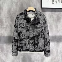 Men’s Casual Camouflage Print Denim Jacket With Workwear Collar – Relaxed Fit Vintage Washed Coat For Streetwear & Outdoor BlackBlue Men’s Casual Camouflage Print Denim Jacket With Workwear Collar – Relaxed Fit Vintage Washed Coat For Streetwear & Outdoor BlackBlue