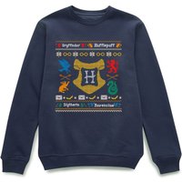 Harry Potter Houses Christmas Jumper – Navy Harry Potter Houses Christmas Jumper – Navy