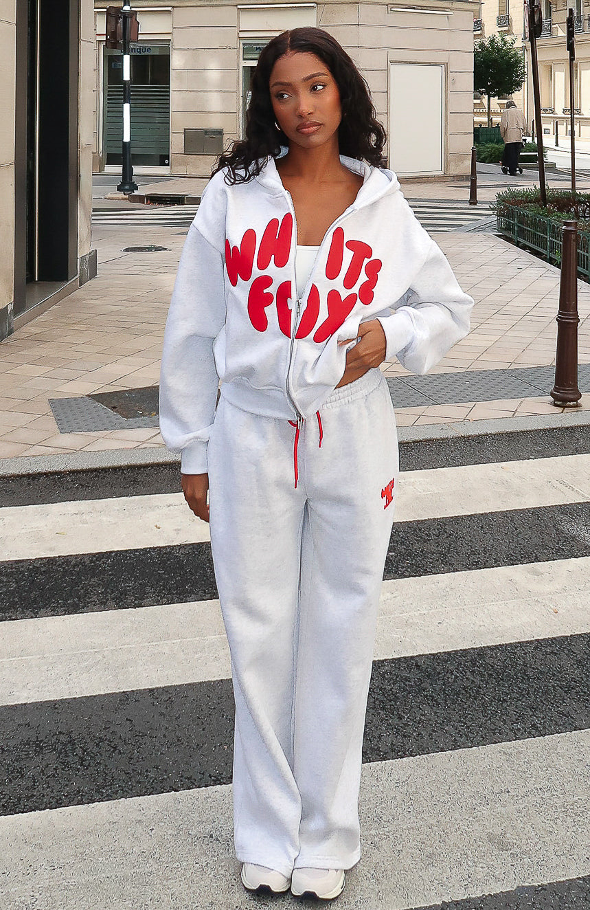 Club Allie Wide Leg Sweatpants Grey Marle