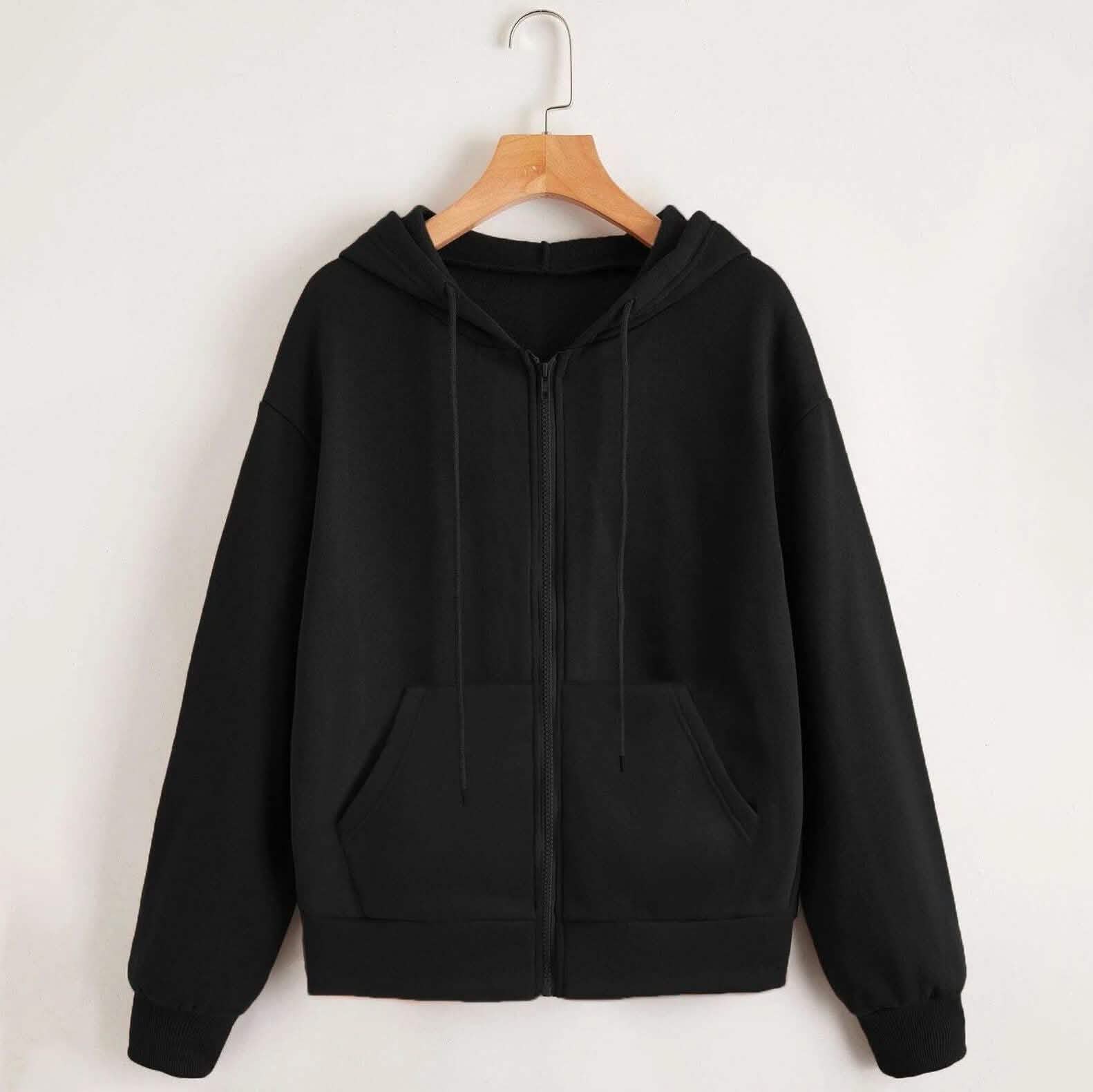 Zip Up Drop Shoulder Drawstring Hoodie Zip Up Drop Shoulder Drawstring Hoodie