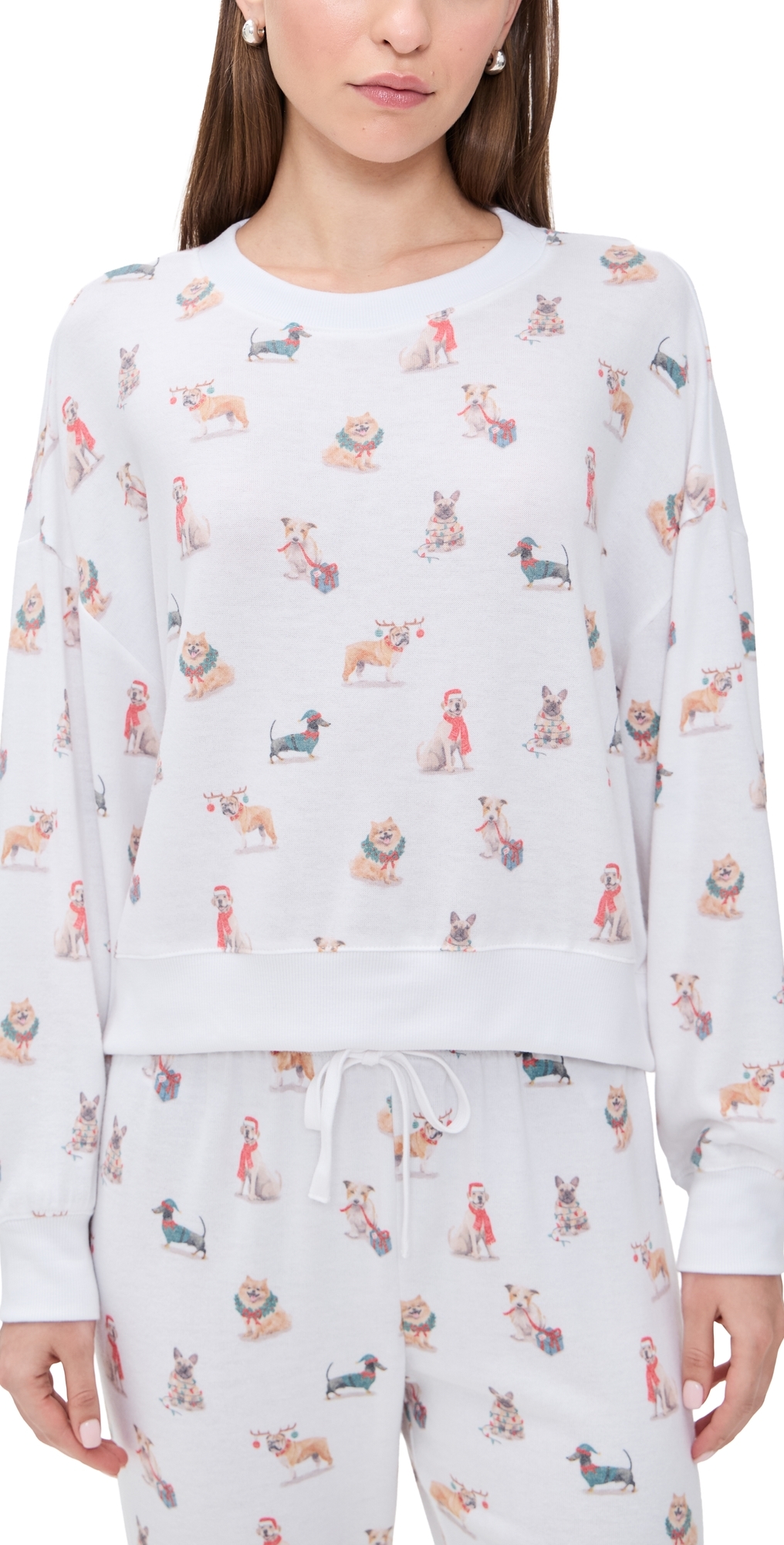 Z Supply Cozy Up Pup Long Sleeve Top White Z Supply Cozy Up Pup Long Sleeve Top White
